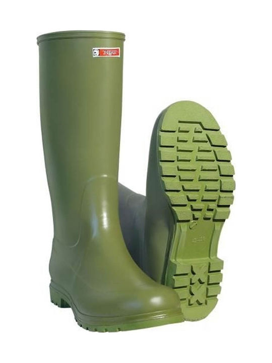 Tigar 71223 Αντιολισθητικές Unisex Γαλότσες Εργασίας Γονάτου με Γούνα σε Πράσινο Χρώμα