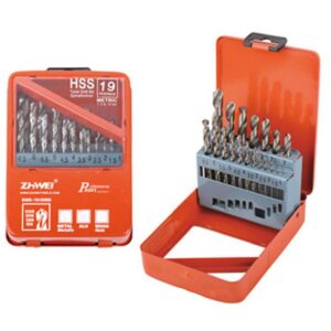 Τρυπάνια σετ 19 τεμάχια 1-10mm hss κασετίνα Zhwei zw-c0902