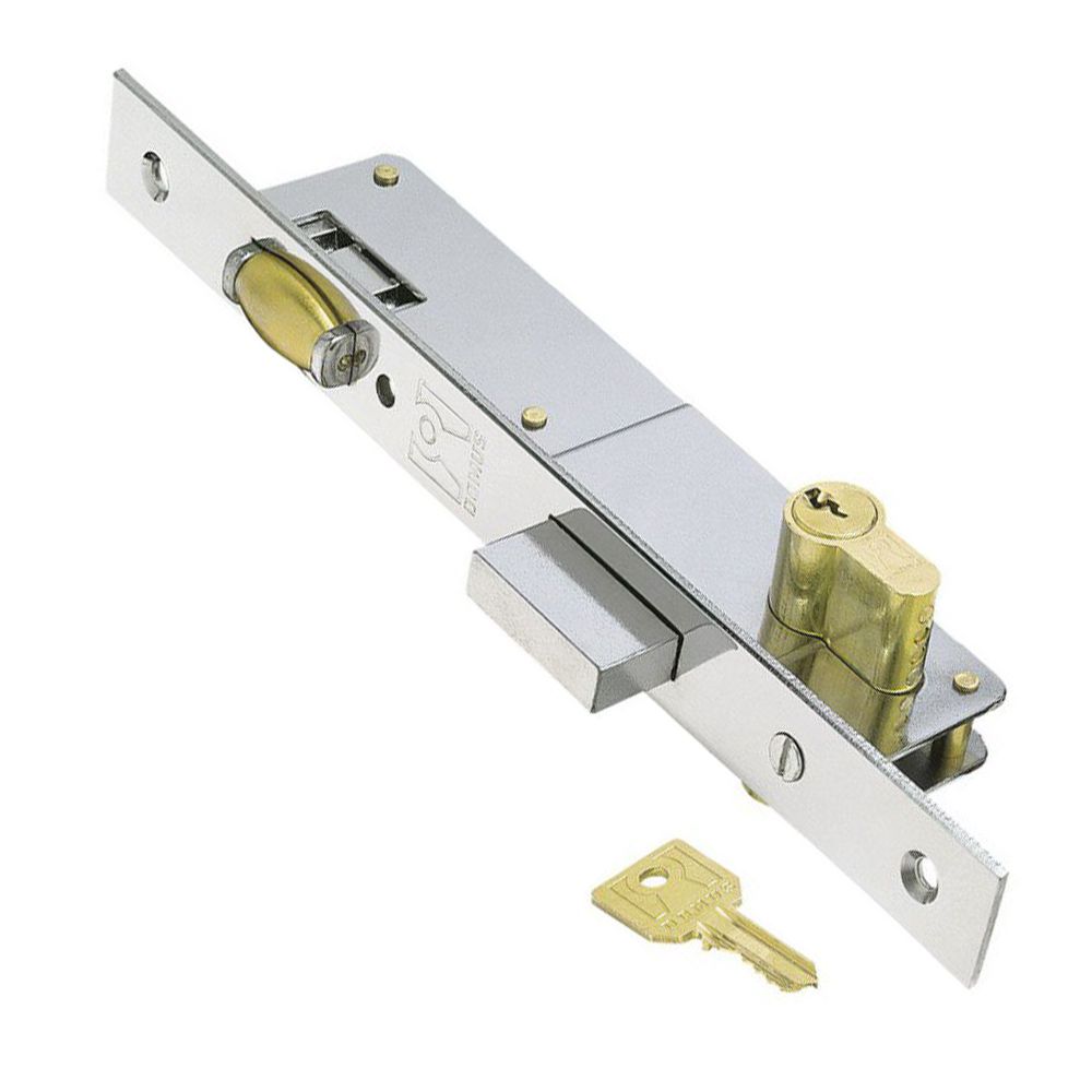 Κλειδαριά στενή μπίλιας Domus 20mm + κύλινδρος 54mm 92120