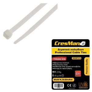 Δεματικό καλωδίων 2.5X150mm Cresman άσπρο 100 τεμάχια