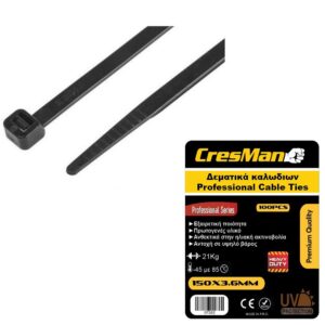 Δεματικό καλωδίων 2.5X150mm Cresman μαύρο 100 τεμάχια