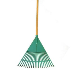 Σκούπα φύλλων πλαστική με ξύλινη λαβή