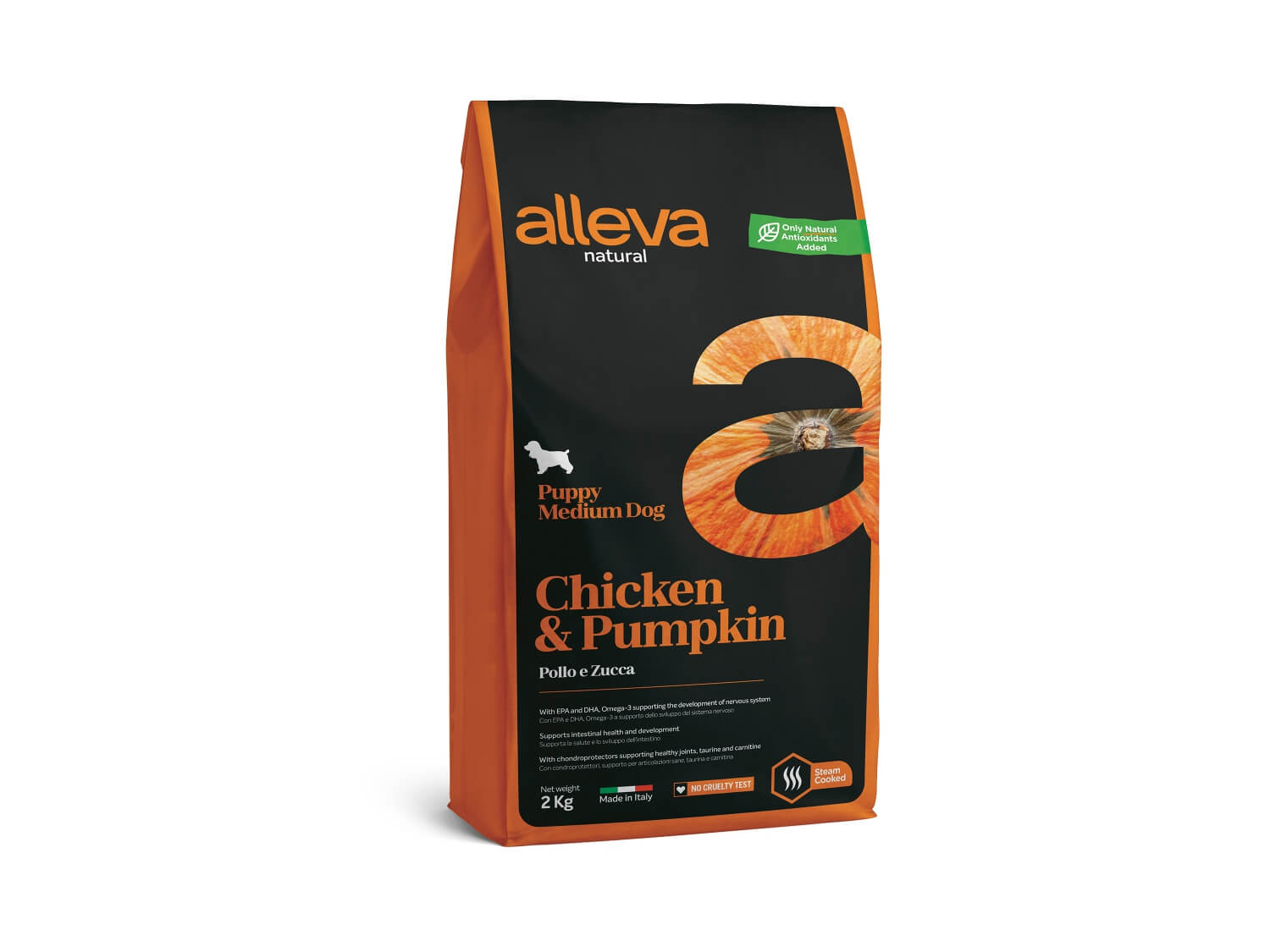 Alleva Natural Dog Puppy Κοτόπουλο & Κολοκύθα medium 2kg