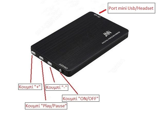 JNN M2 Καταγραφικό Ήχου Μεγάλης Διάρκειας Τύπου/Σύνδεση με κινητό 16GB - Image 3