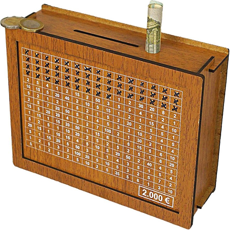 Kakeibo Box Γιαπωνέζικος Κουμπαράς Ξύλινος Ρετρό για Αποταμίευση 2000€ - Καφέ - Image 2
