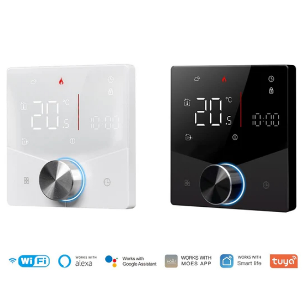 MOES WHT-009 Smart WiFi Θερμοστάτης με Περιστροφικό Διακόπτη για Φυσ. Αέριο ή Πετρέλαιο (Λευκό) - Image 2
