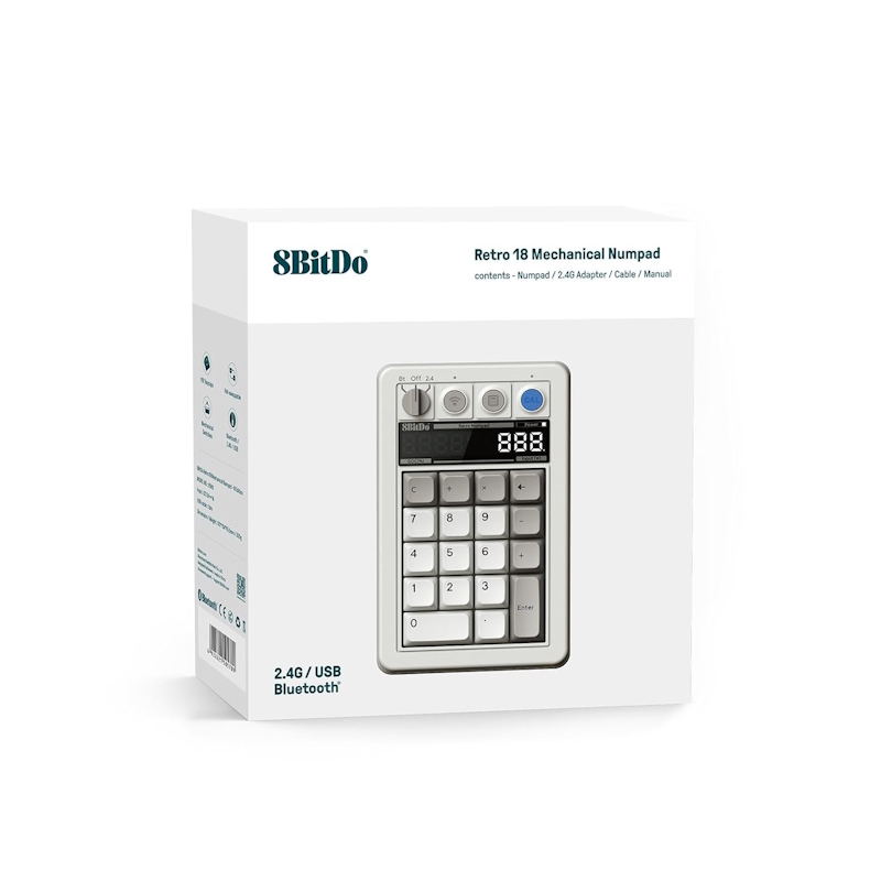 8BitDo Retro 18 Mechanical Numpad 2.4G/USB/Bluetooth (PBT Keycaps/Hot-Swappable/Mechanical Switches) M Edition - Image 2