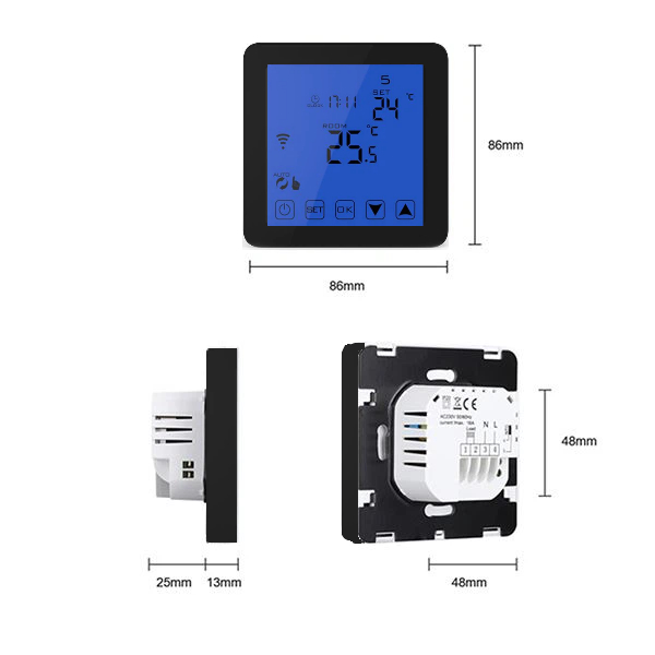 Hysen HY08WW-1 WIFI Ψηφιακός Θερμοστάτης Smart για Αέριο/Πετρέλαιο (3A/Οθόνη Led/Φωνητικές Εντολές/Εφαρμογή) Black - Image 2