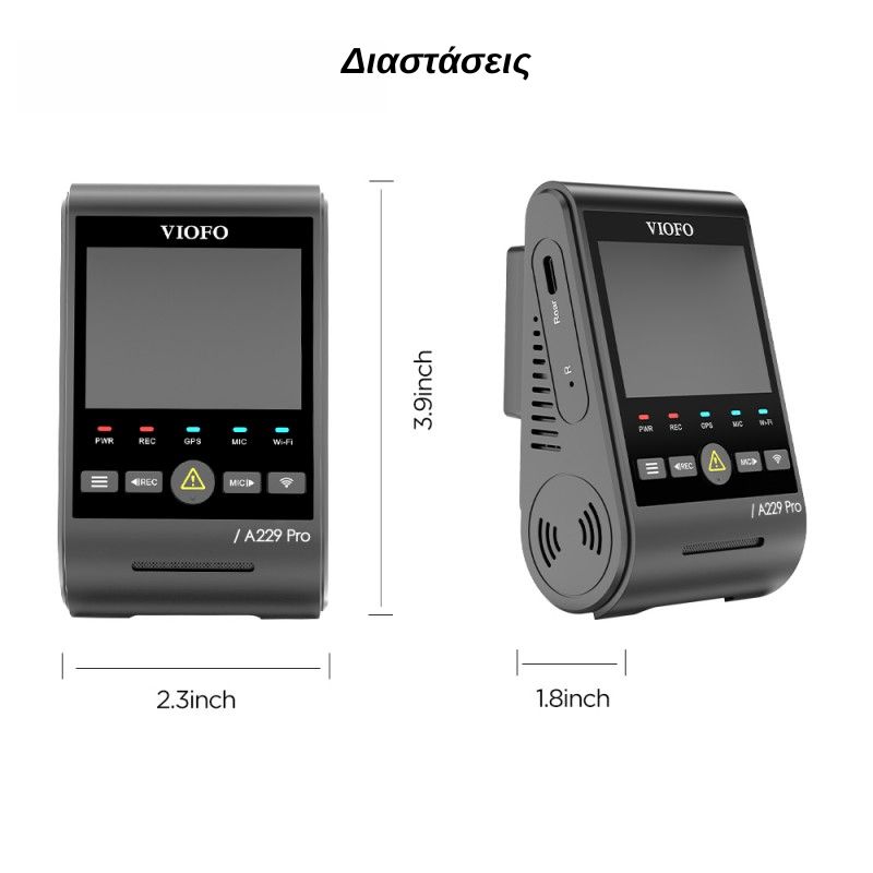 Viofo A229 Pro Κάμερα Dash Αυτοκινήτου DVR με Φωνητικές Εντολές (4K HDR/Sony Starvis 2/Φωνητική Εντολή/GPS/WiFi/LCD 2.4") - Image 2