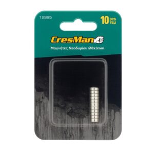 Μαγνήτης νεοδυμίου στρόγγυλος 8x3mm σετ 10 τεμάχια Cresman