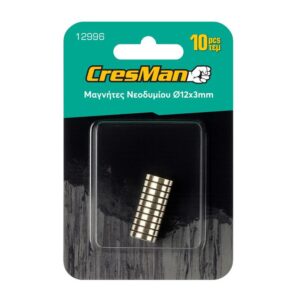 Μαγνήτης νεοδυμίου στρόγγυλος 12x3mm σετ 10 τεμάχια Cresman