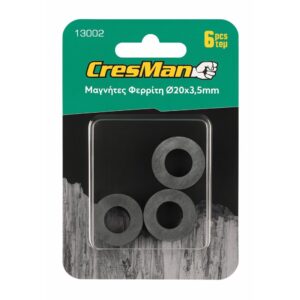 Μαγνήτης φερρίτη στρογγυλός με τρύπα 20x3.5mm σετ 2 τεμάχια Cresman