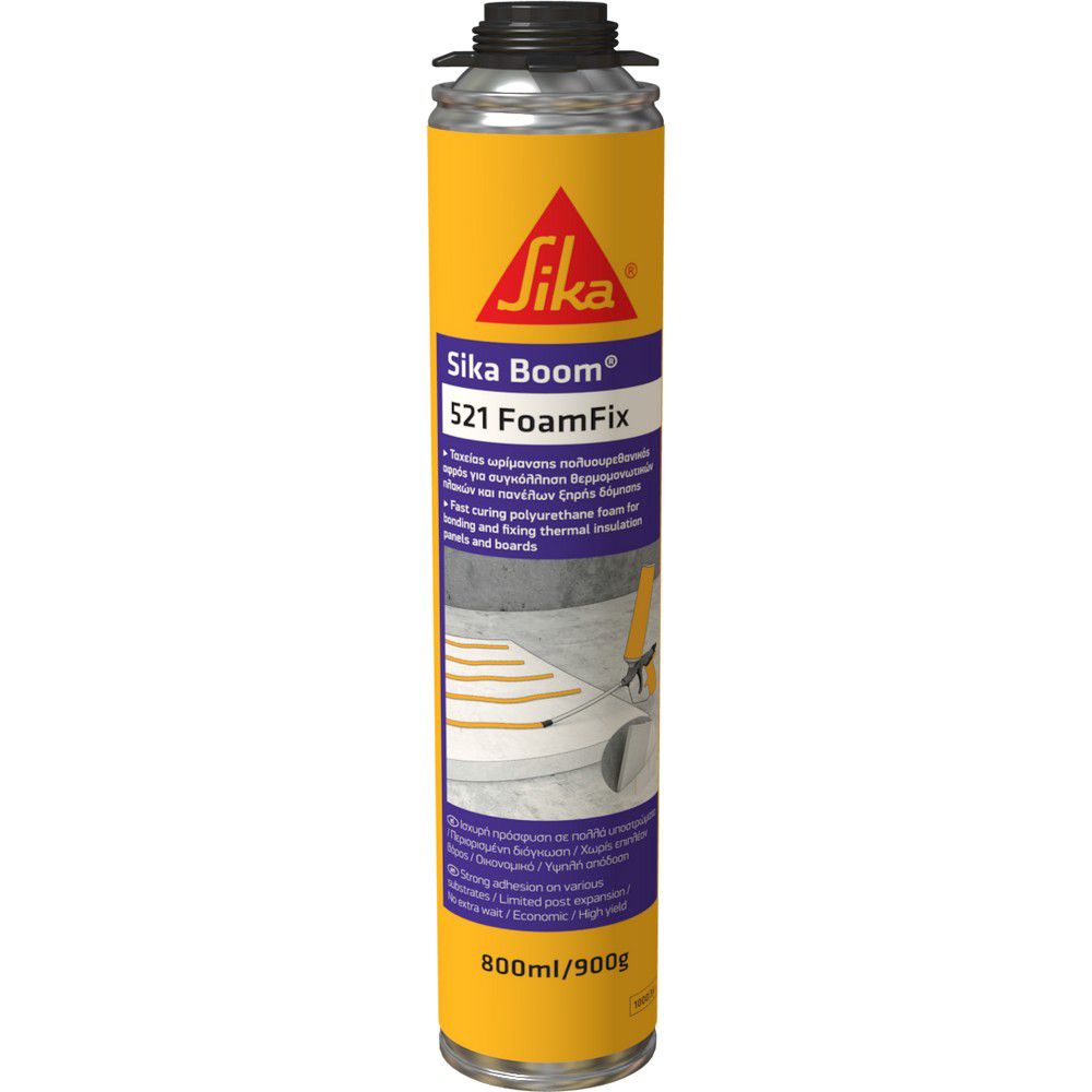Αφρός πιστολιού Sika boom 521 foamfix 800ml για επικόλληση θερμομονωτικών πλακών 592039