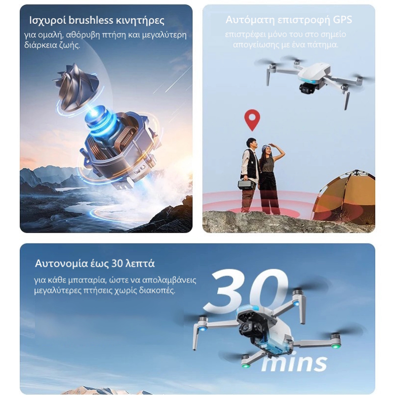 Drayven S-X1 – GPS 4K Drone με 3-Axis Gimbal, 5G Transmission & Follow Mode (Οθόνη 5.6″/Αυτόματη Επιστροφή/EIS) Μαύρο - Image 7
