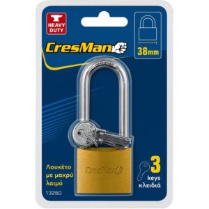 Λουκέτο Cresman σιδερένιο χρυσό μακρύλαιμο 32mm