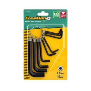 Άλλεν μπρελόκ σετ 10 τεμάχια Cresman μαύρο 1.5-10mm