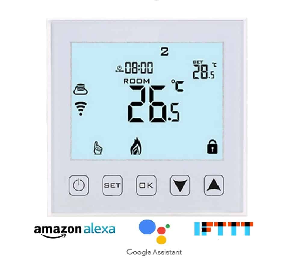 Hysen HY603 Ψηφιακός Θερμοστάτης Smart WIFI για Αέριο/Πετρέλαιο (Οθόνη Αφής/Φωνητικές Εντολές/Εφαρμογή) White