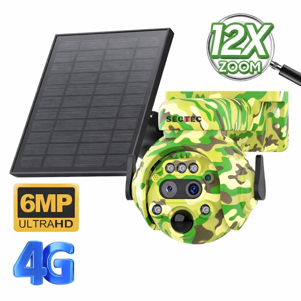 Sectec ST-515 Διπλη Κάμερα Κυνηγιού 4G με 12x Ζουμ, Bluetooth και Πάνελ 3W (6MP/Bluetooth/5200mAh)