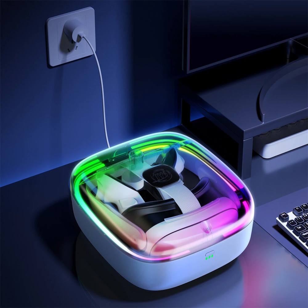 Βάση Φόρτισης Meta Quest 3/3S με RGB και Μπαταρίες για Χειριστήρια JYS MQ002 Λευκή - Image 4
