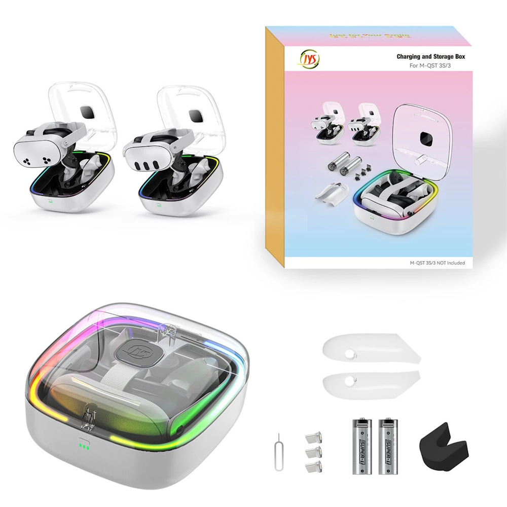 Βάση Φόρτισης Meta Quest 3/3S με RGB και Μπαταρίες για Χειριστήρια JYS MQ002 Λευκή - Image 3
