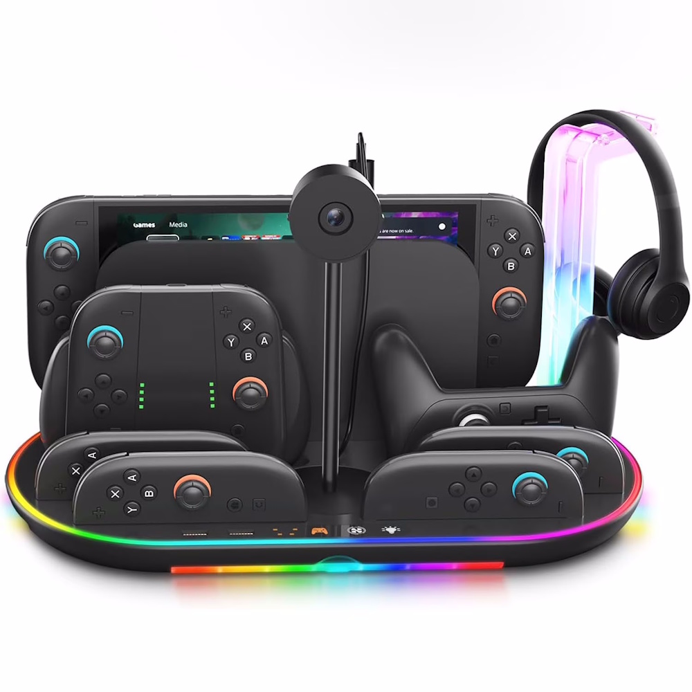 Βάση Φόρτισης Switch 2 Multifunctional με Ψύξη, RGB & Φόρτιση 4 Χειριστηρίων JYS NS2322 Μαύρη - Image 3