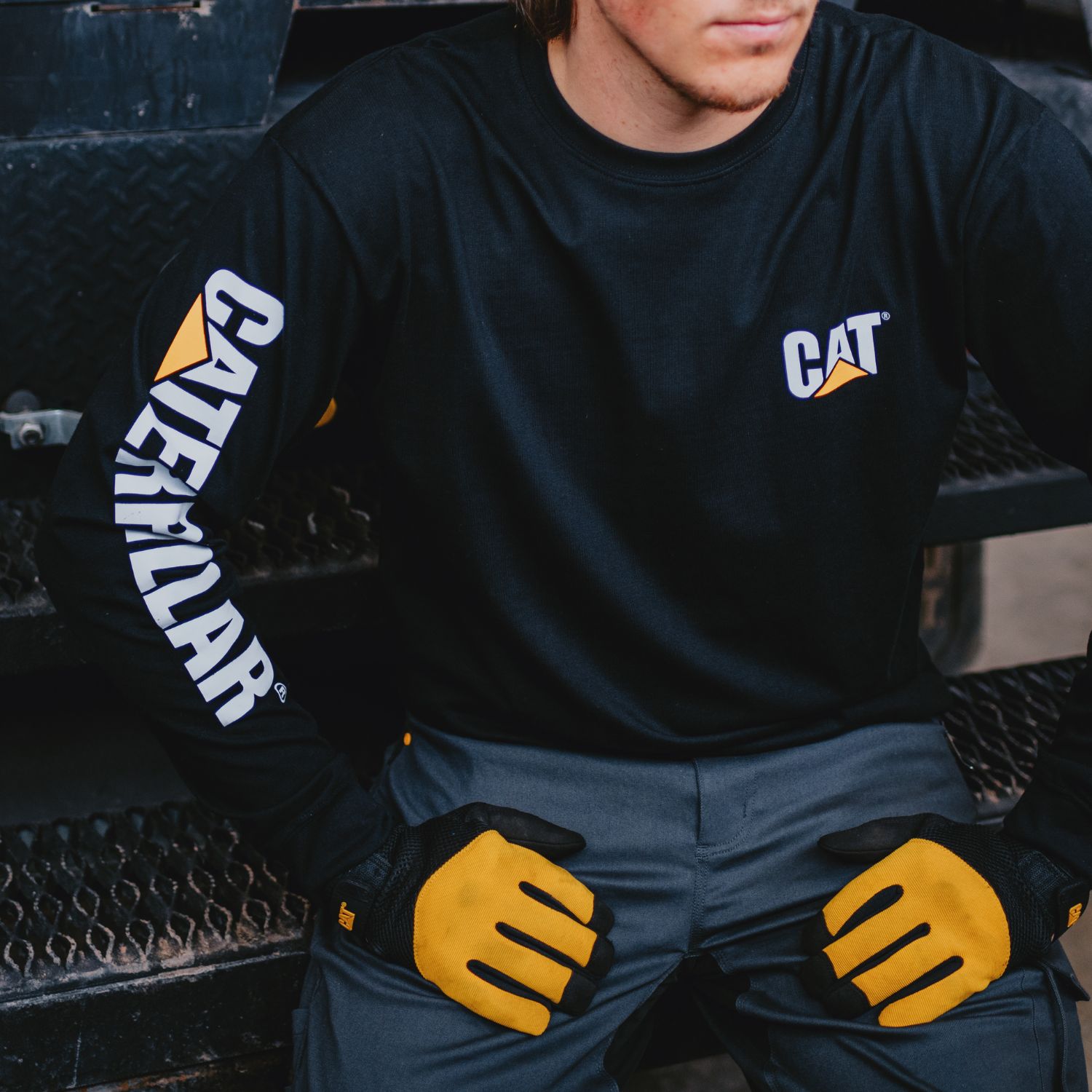CAT Μπλουζάκι μακρυμάνικο trademark tee μαύρο 2XL 1510034-016 - Image 2