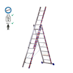 Σκάλα επαγγελματική αλουμινίου τριπλή - 3*08 σκαλιά ύψος Α/Β/Γ:2,25m/3,50m/5,25m.