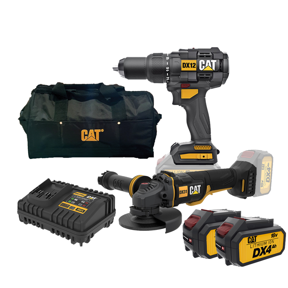 CAT Combo-08 Δραπανοκατσάβιδο κρουστικό DX12B + γωνιακός τροχός μπαταρίας 125mm DX314B + τσάντα εργαλείων χεριού DA42001 + δώρο 2 μπαταρίες 4.0Ah DXB4 + δώρο φορτιστή DXC4