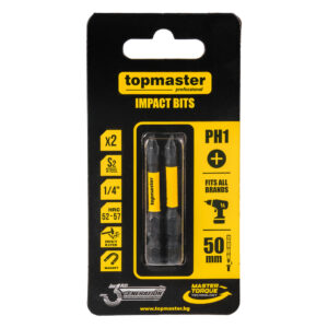 TOP MASTER Μύτη κατσαβιδιού Impact σταυρός με μέγεθος PH1 50mm συσκευασία 2τεμ. 338730
