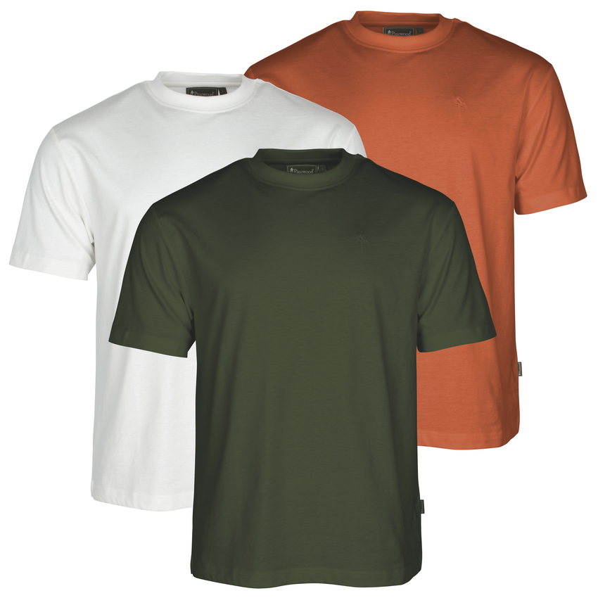 Pinewood 5447 Μπλούζες T-Shirt Λευκό - Πορτοκαλί - Χακί Σετ 3τμχ