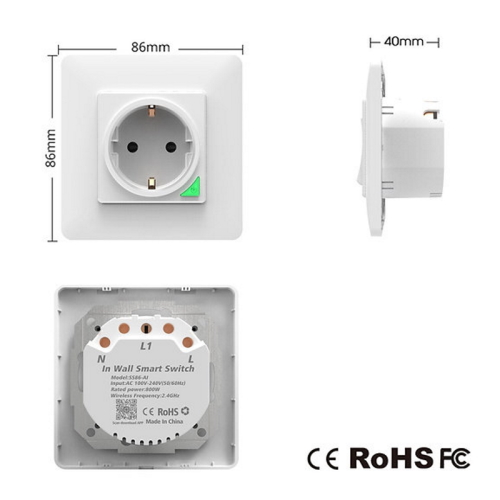 MOES WK-Y-EU-WH-MS Smart WiFi Χωνευτή Πρίζα Τοίχου (16Α) Λευκή - Image 2