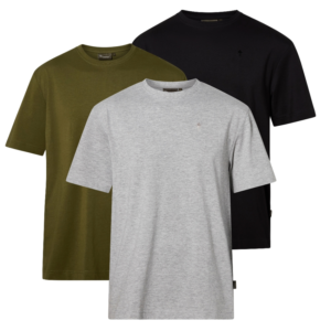 Pinewood 5447 Μπλούζες T-Shirt Μαύρο - Γκρι - Χακί Σετ 3τμχ