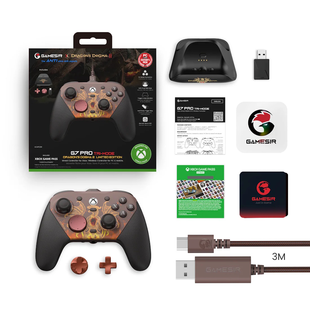 GameSir G7 Pro Dragon’s Dogma 2 Edition Gamepad Τριπλής Σύνδεσης (Wired/2.4GHz/Bluetooth) με Hall Effect & Gyro για Xbox / PC / Android - Image 8