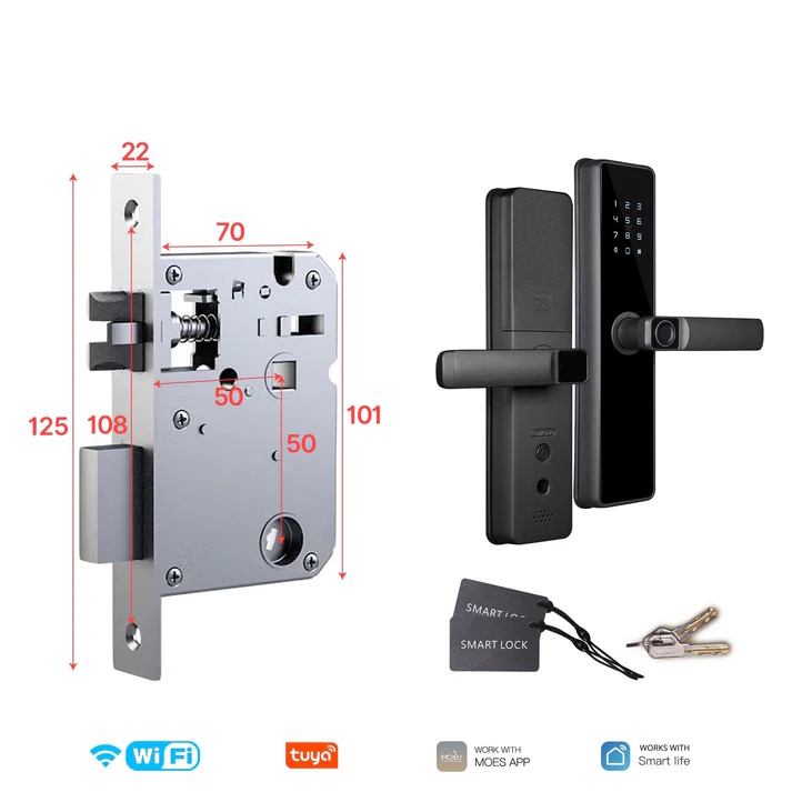 MOES Smart Door Lock WiFi/Zigbee με Fingerprint & Remote Unlock - Image 2