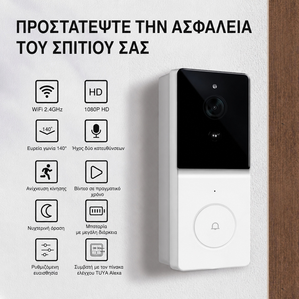 MOES Smart WiFi Video Doorbell Camera με 2-Way Audio & Νυχτερινή Λήψη - Image 3
