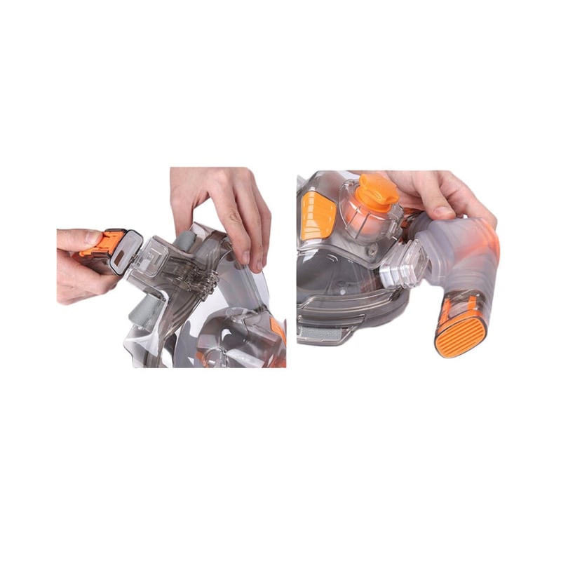 Thenice Μάσκα Θαλάσσης Full Face με Αναπνευστήρα Dry Snorkel (Anti-Fog/Ρυθμιζόμενος Ιμάντας) - S/M Orange - Image 2