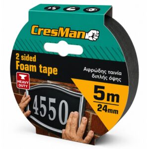 Ταινία διπλής όψεως αφρώδη Cresman 24mmX5m