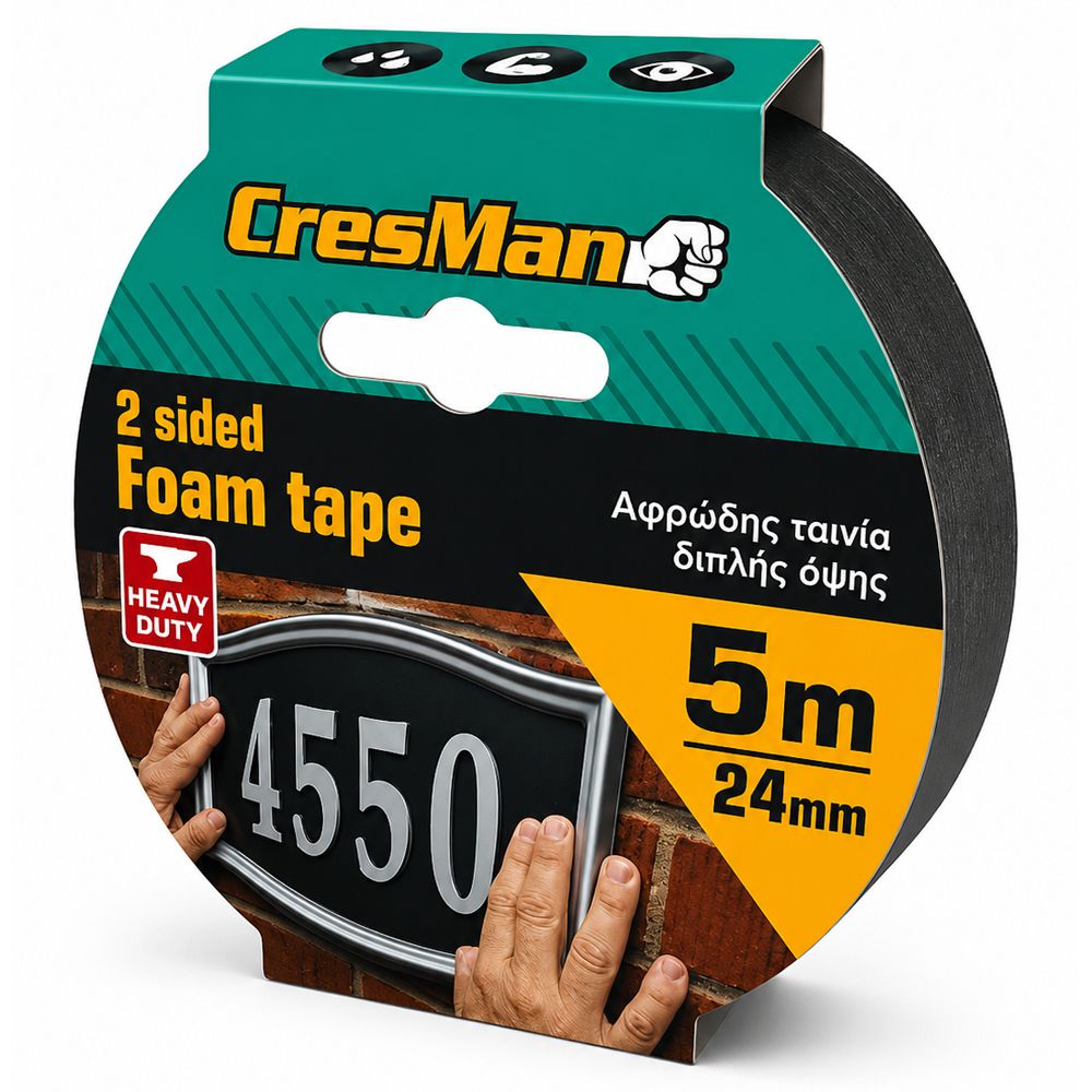 Ταινία διπλής όψεως αφρώδη Cresman 24mmX5m