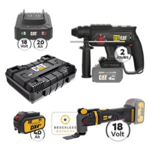 CAT Combo-52 Σκαπτικό DX2120B, Πολυεργαλείο DX41B, Πλαστική βαλίτσα